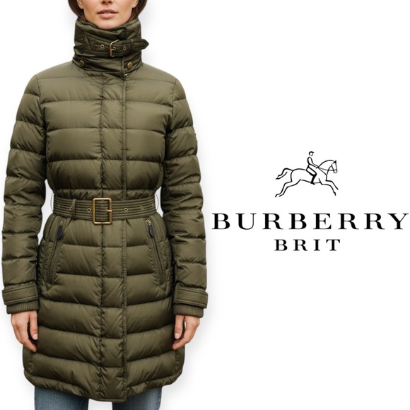 Burberry Brit quilted down puffer coat army green dark olive size Small - Picture 2 of 16